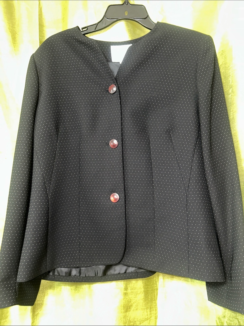 Classic LeSuit Black pokadot Women's Button-Front Jacket & Skirt suit 08/28-2